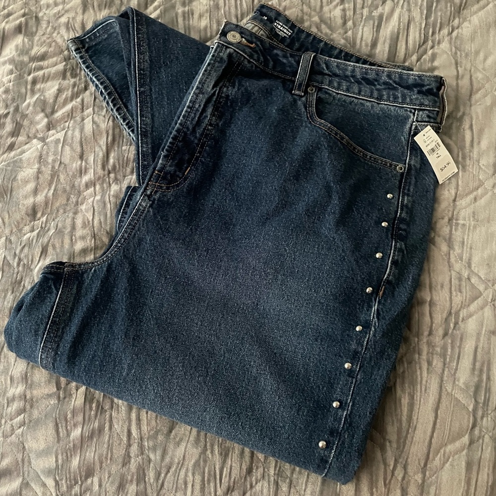 💋 Old Navy Extra High Rise Studded Straight Leg Jeans size 18 Tall